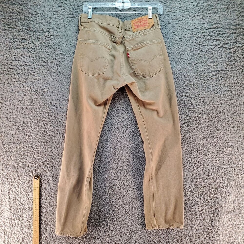Levis Jeans Mens 28x30 Light Brown 501 Original Fit Cotton Straight Leg